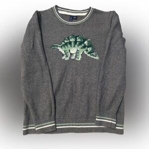 Janie and Jack Gray Sweater with Green Dinosaur